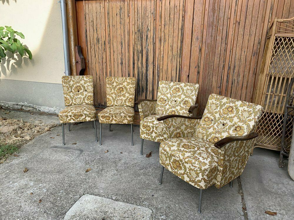 Bauhaus Style Steel And Wood Club Chairs, 1940s, Set Of 4 photo furniture