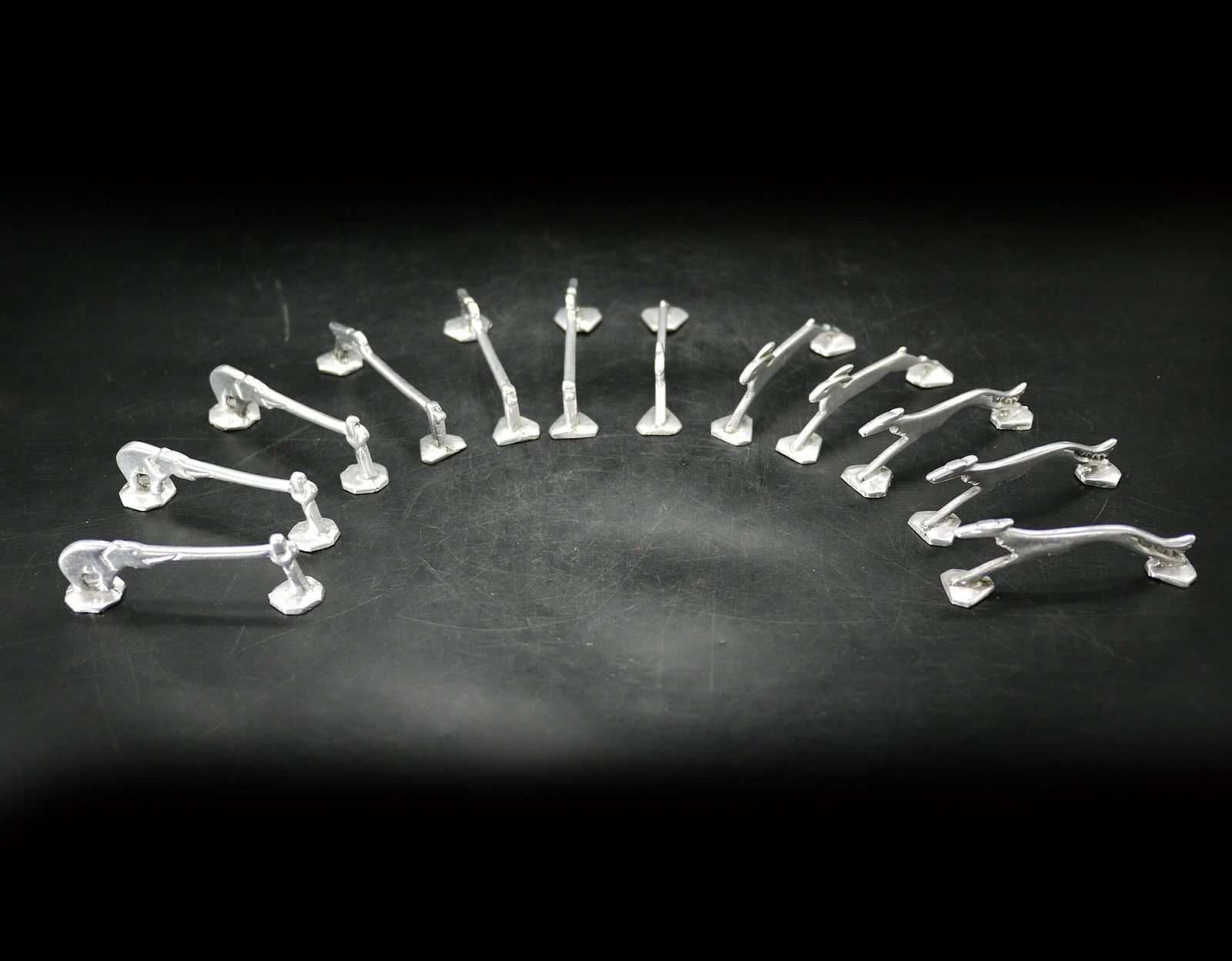 Art Deco Aluminum French Knife Rests Set 12 Pc photo for sale