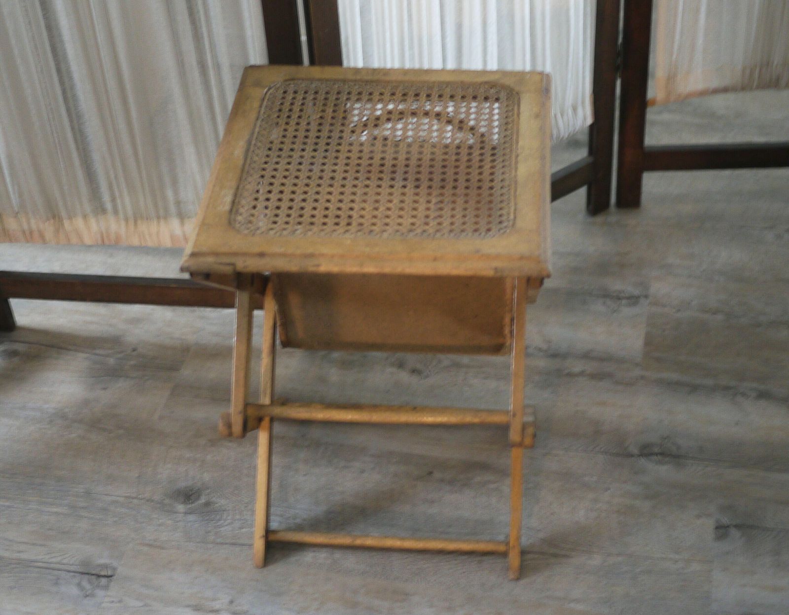 Antique French Artist Stool With Satchel For Painter photo vintage
