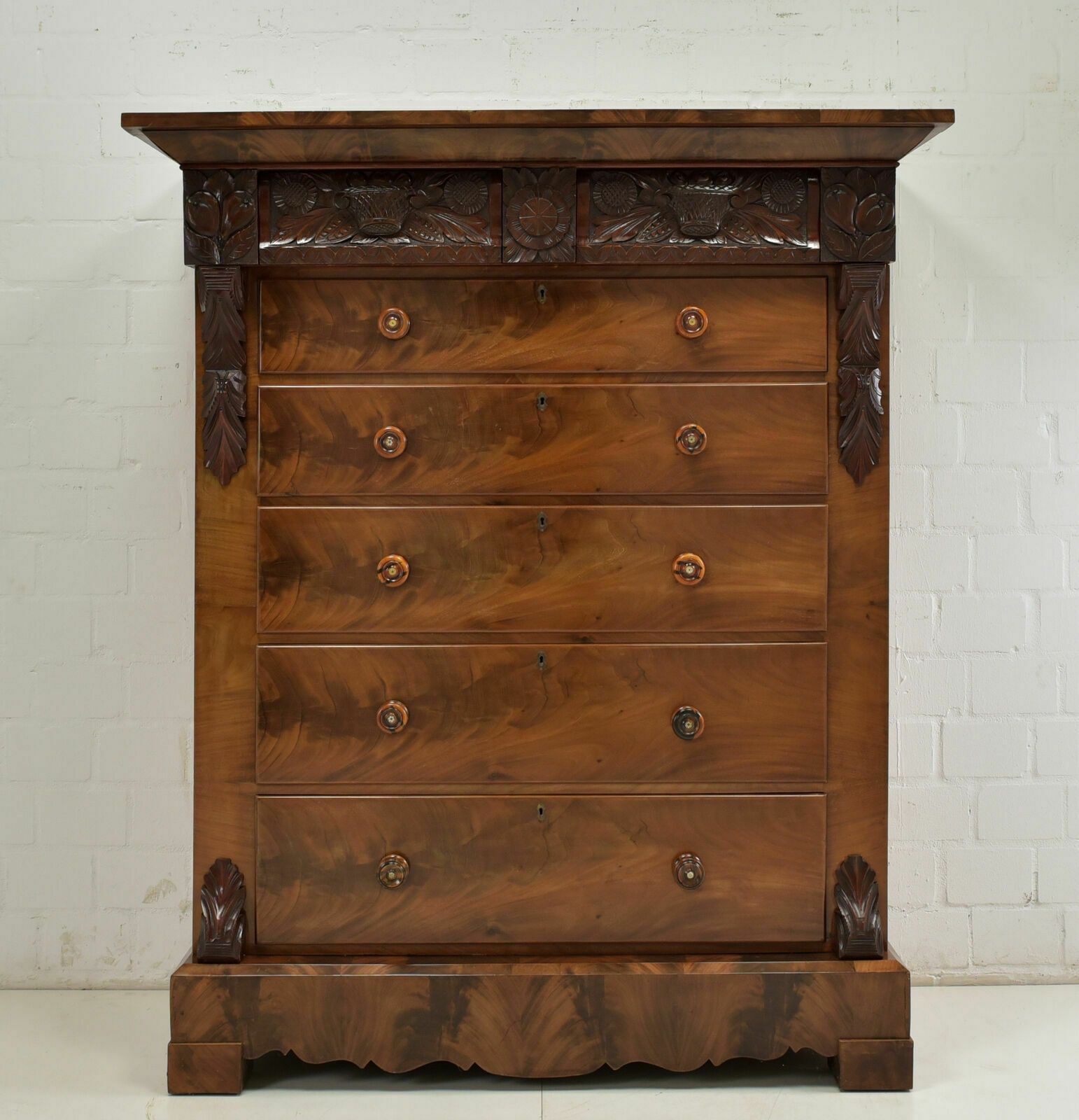 Antique! Drawer Chest Restored Mahogany Around 1860 Vertiko High Chest Of Drawers photo furniture