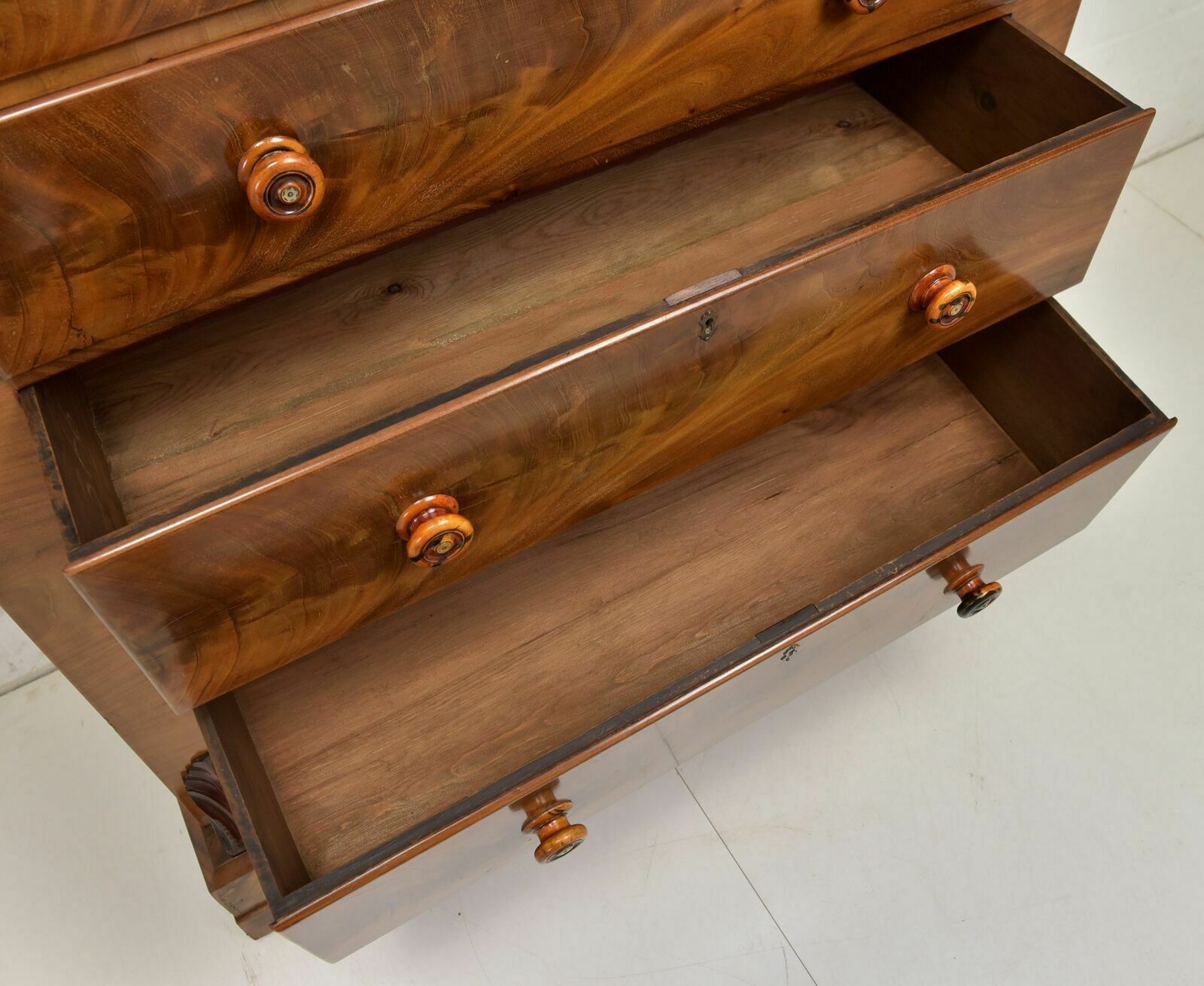 Antique! Drawer Chest Restored Mahogany Around 1860 Vertiko High Chest Of Drawers photo 1816.0