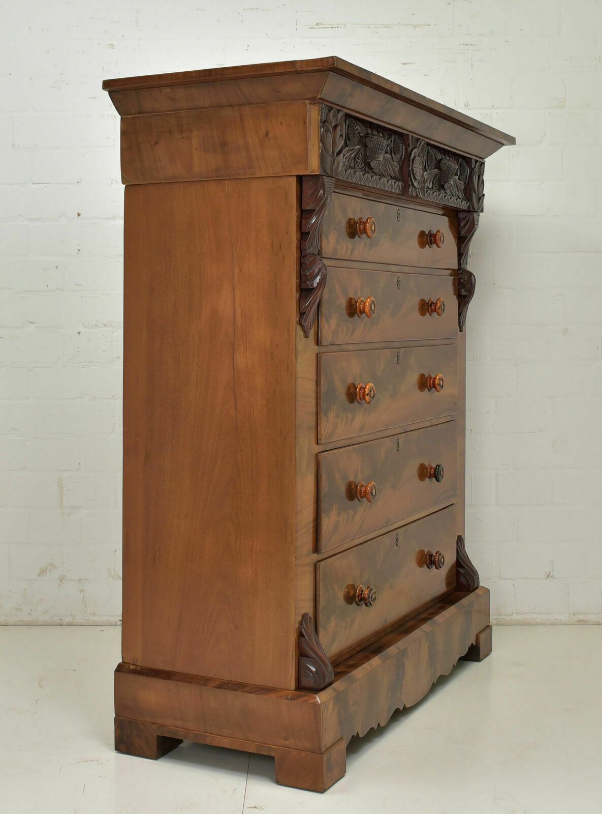 Furniture Antique! Drawer Chest Restored Mahogany Around 1860 Vertiko High Chest Of Drawers photo