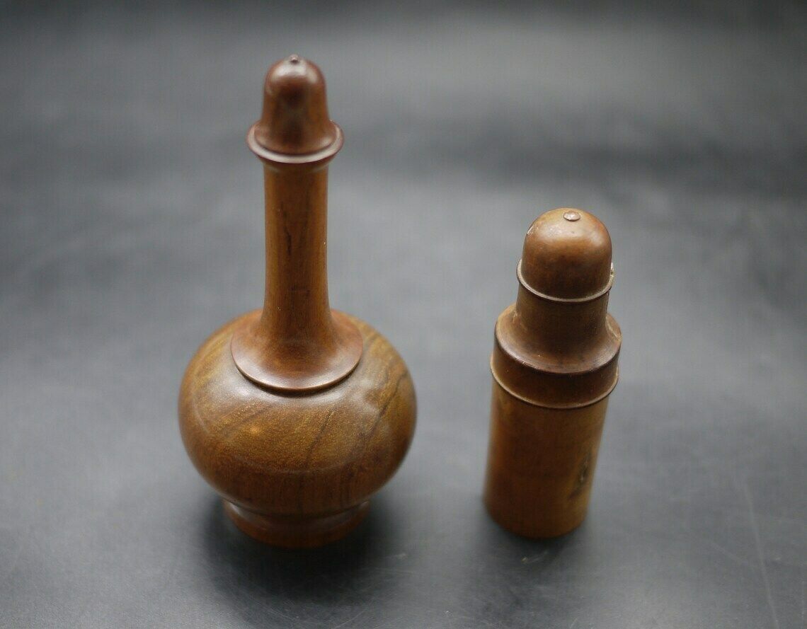 photo furniture Antique French Medicine Boxwood Treen Containers Bottle Case Set
