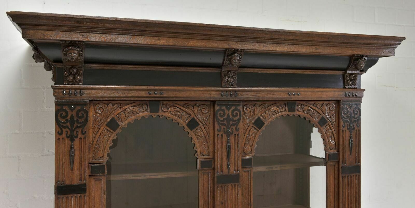Antique! Large Flemish Display Cabinet Restored Oak Renaissance Baroque photo vintage