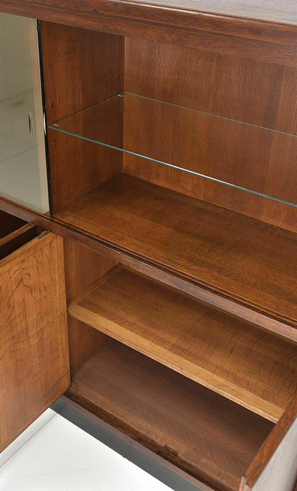 Antique! Display Cabinet K Restored Art Deco / Bauhaus Around 1940 Oak Highboard photo vinterior