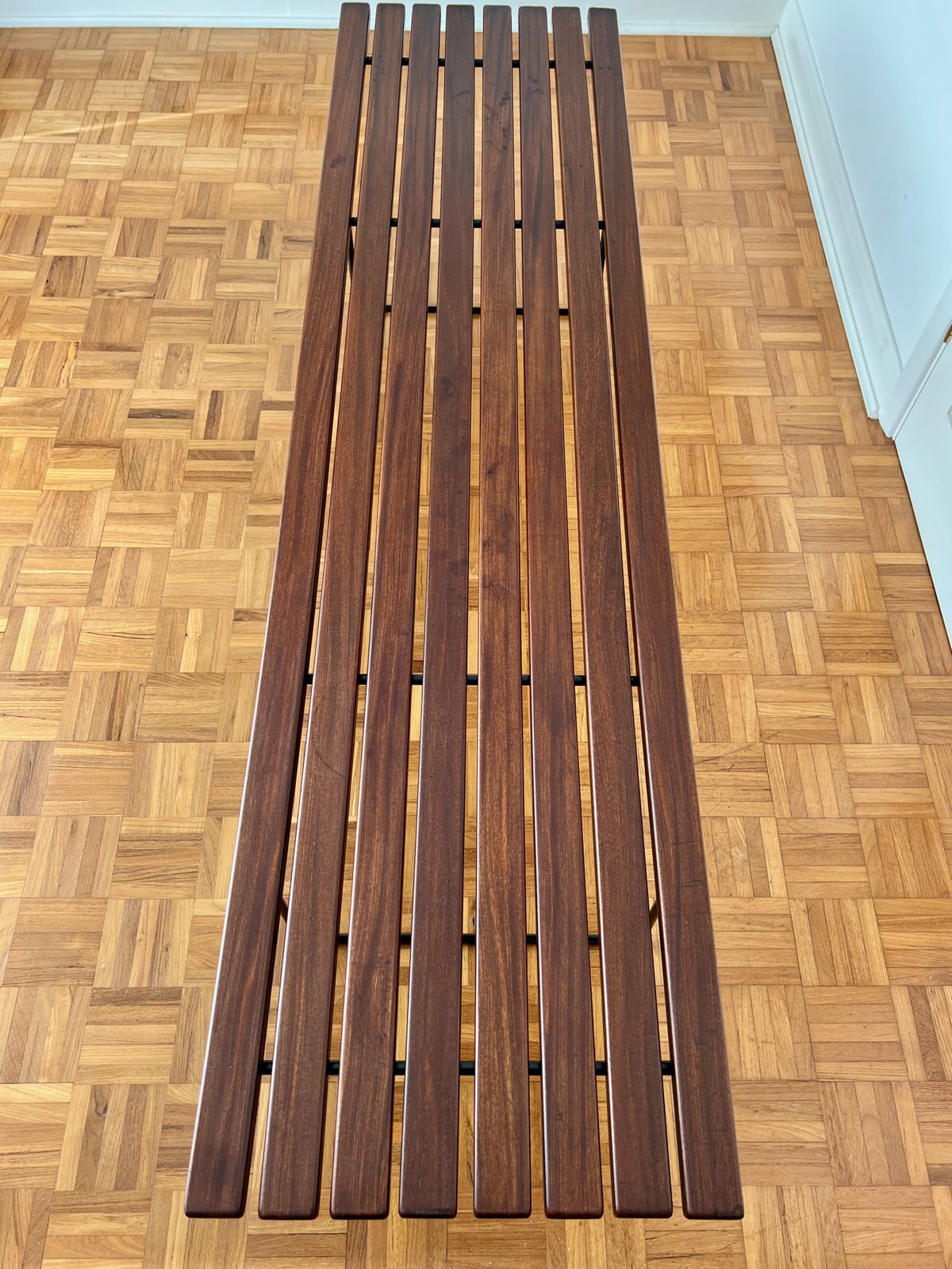 Mid Century Bench By Harry Bertoia In Teak And Steel photo for sale