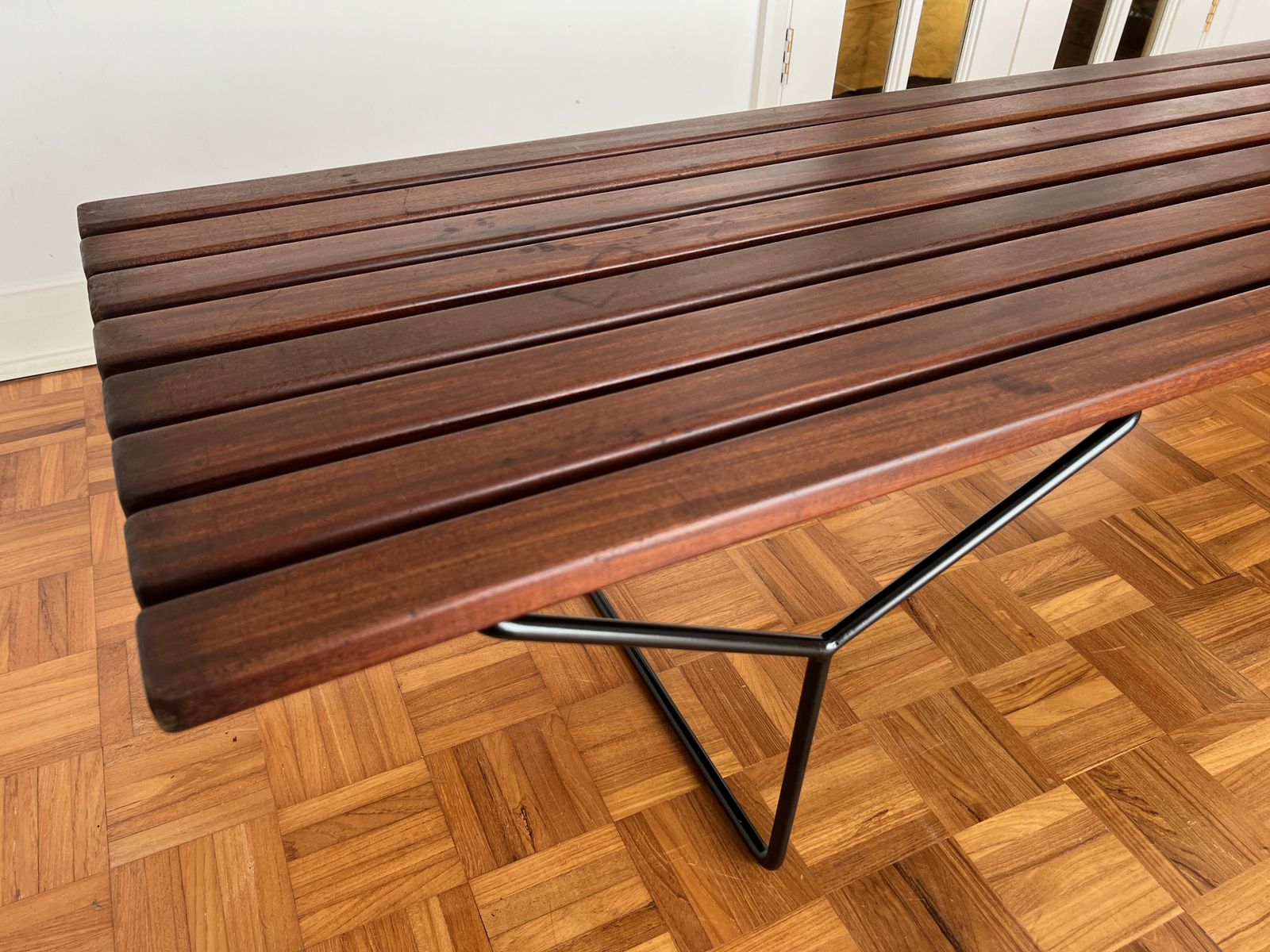 Mid Century Bench By Harry Bertoia In Teak And Steel photo vinterior