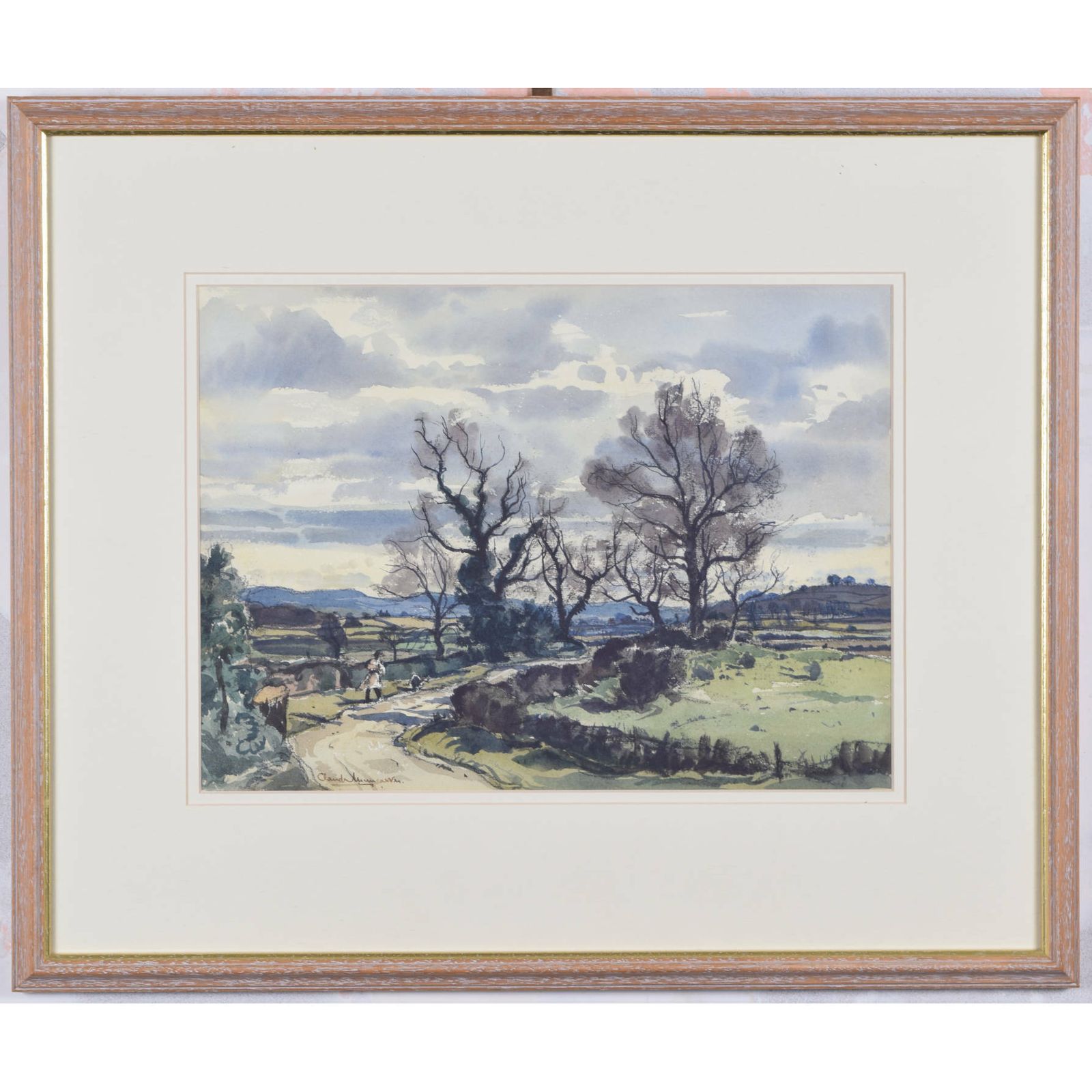 Claude Muncaster Watercolour Landscape Near Shrewsbury England Painting Country Mid 20th Century photo furniture