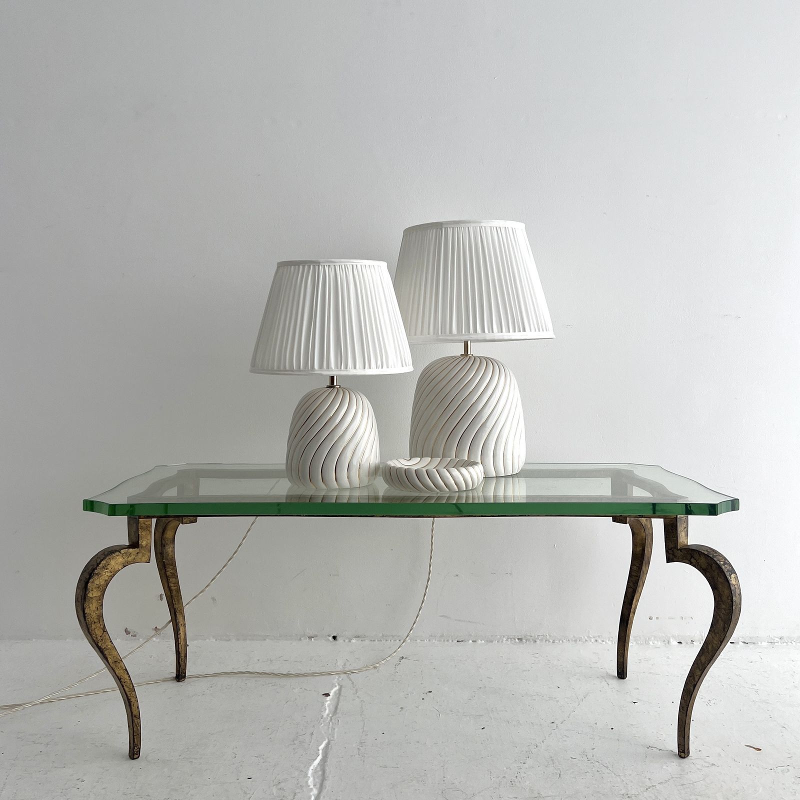 A 1970s Italian Tommaso Barbi Trio, 2 Lamps And Bowl photo furniture