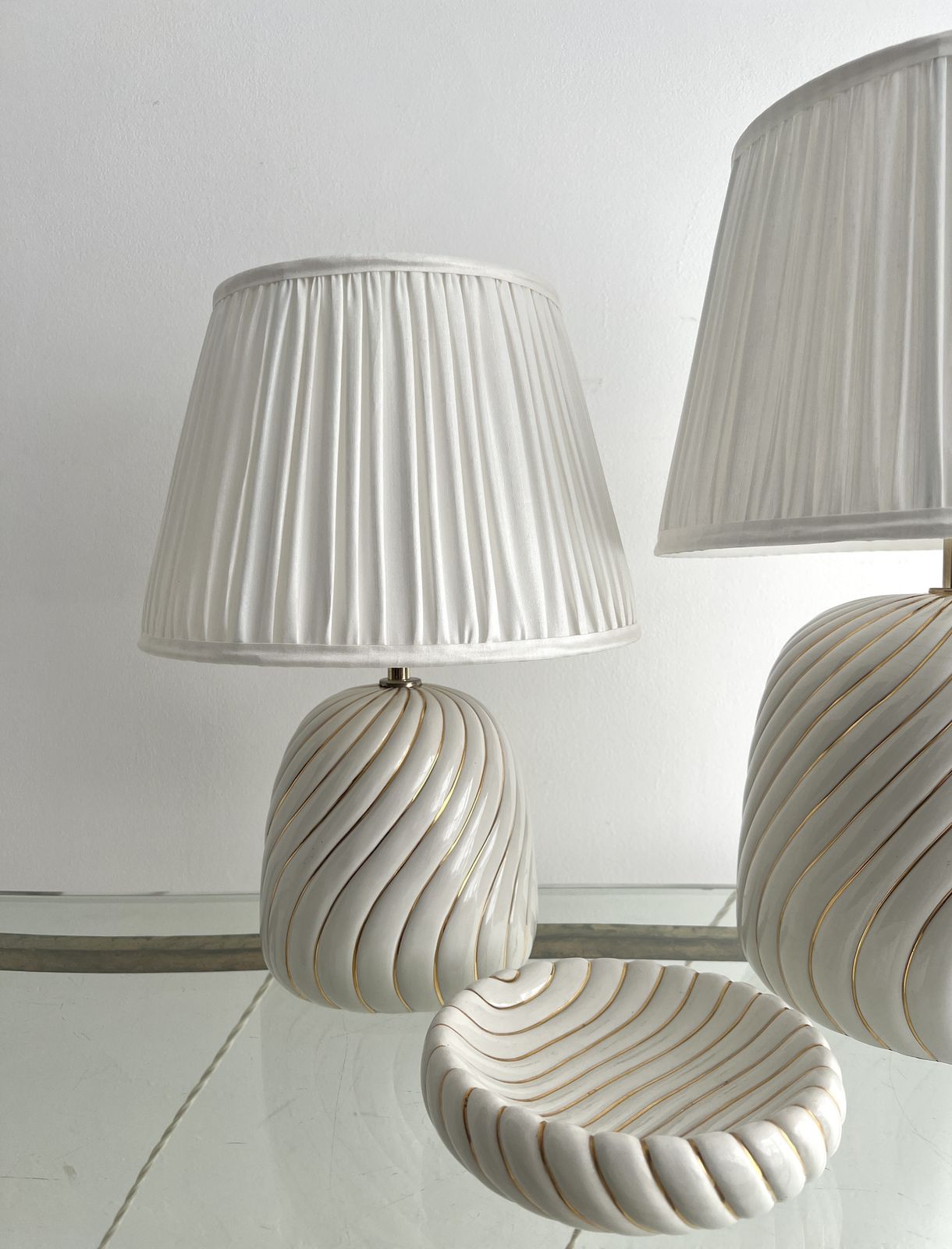 A 1970s Italian Tommaso Barbi Trio, 2 Lamps And Bowl photo Lighting