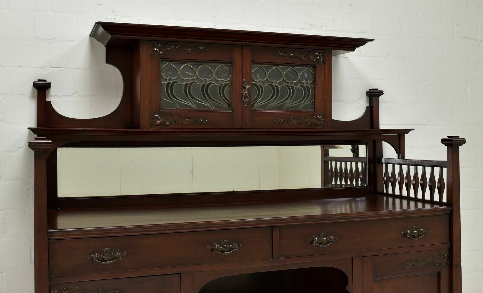 photo furniture Antique! Buffet Cabinet Restored Art Nouveau Around 1900 Mahogany Sideboard