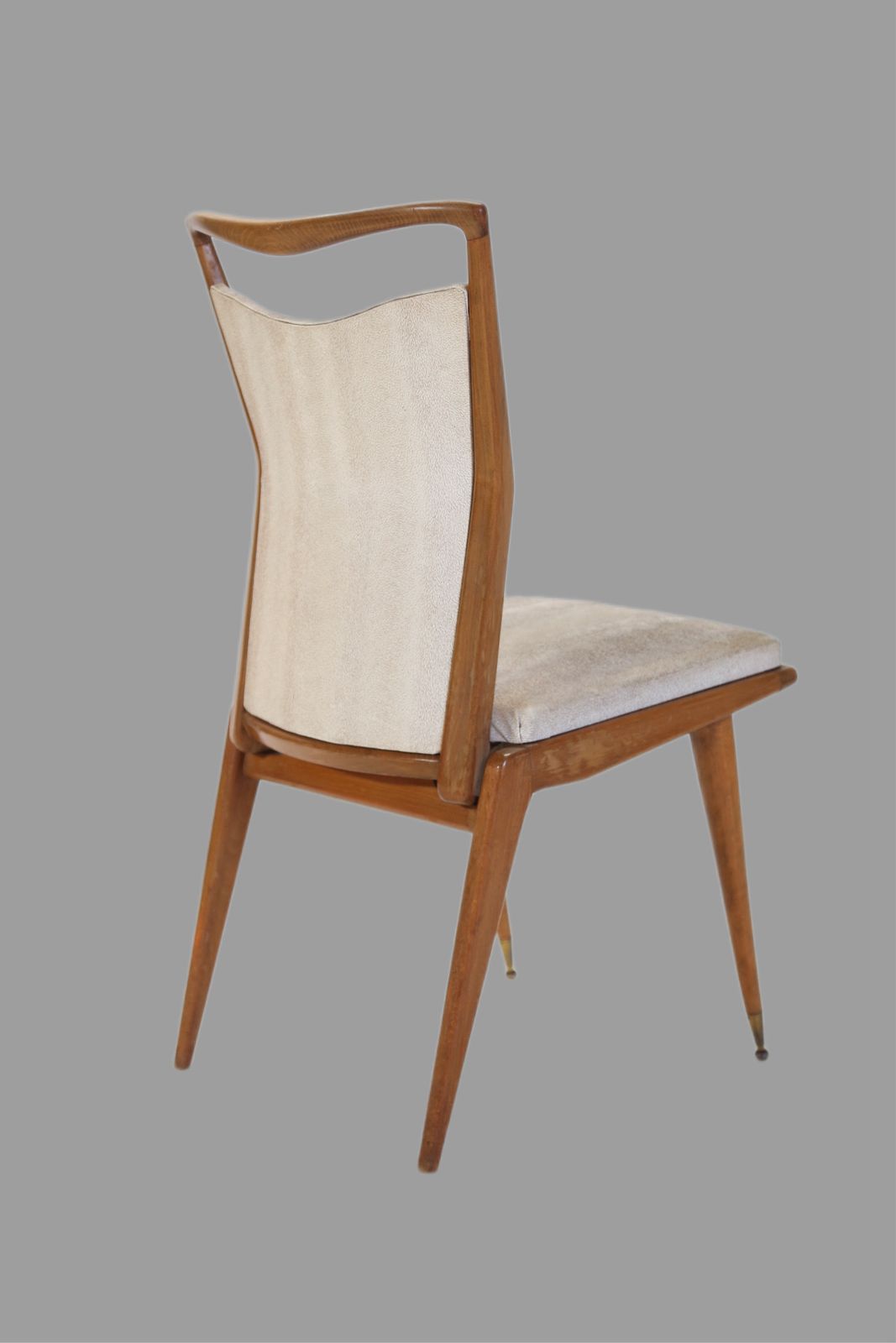 950.0 Set Of 4 French Mid Century Modern Teak Dining Chairs With Sculpted Brass Sabots photo