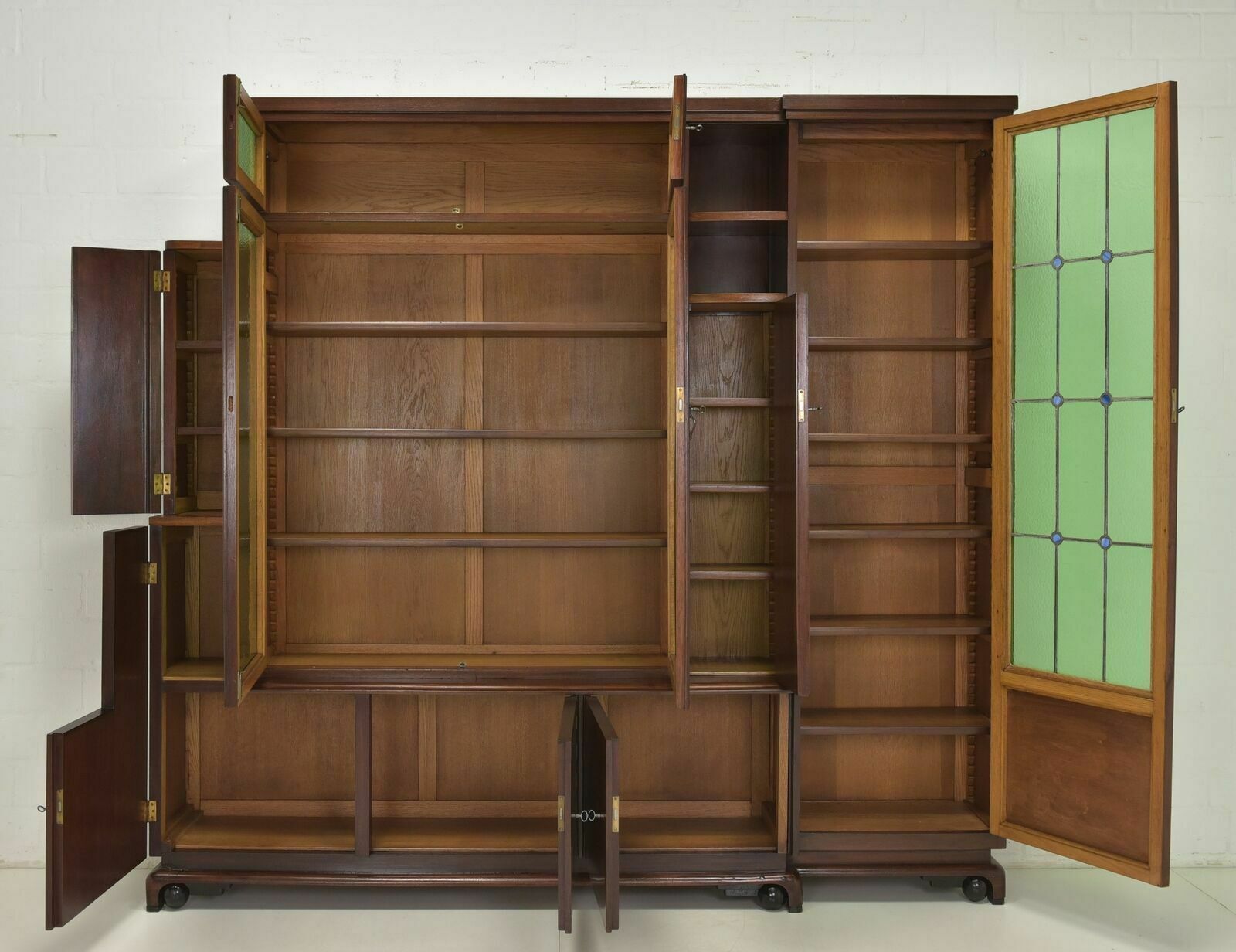 Antique! Large Bookcase Restored Art Deco Around 1925 Display Cabinet K Xl photo for sale