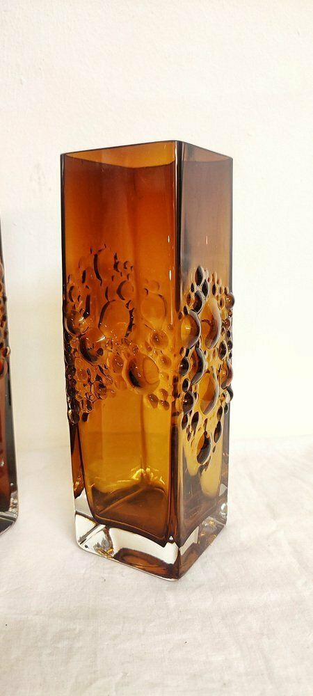Italian Glass Vases, 1970s, Set Of 2 photo for sale