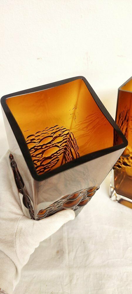 Italian Glass Vases, 1970s, Set Of 2 photo Home Decor