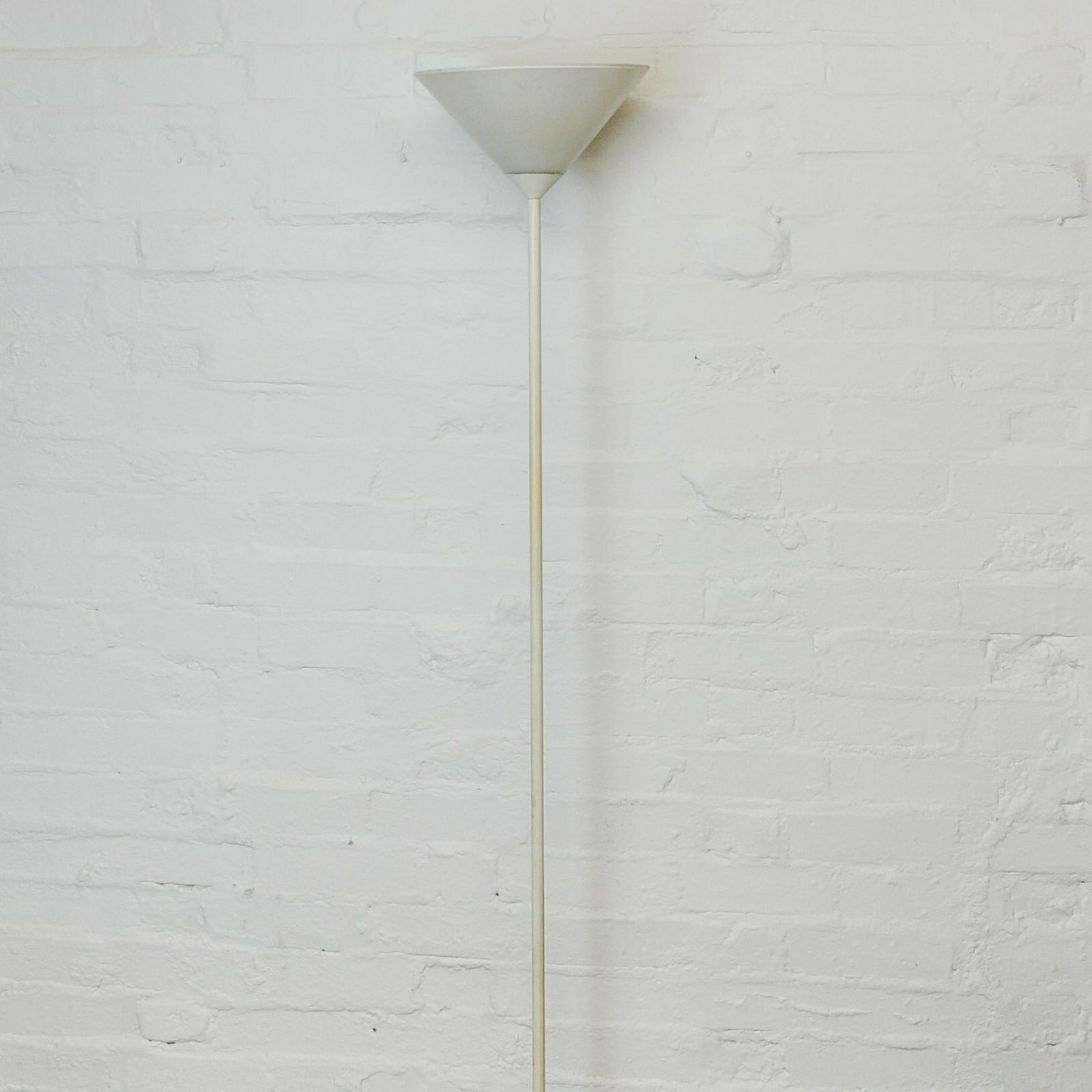 French Torchiere White Enamelled Metal Floor Lamp By Sce, 1970s photo 595.0
