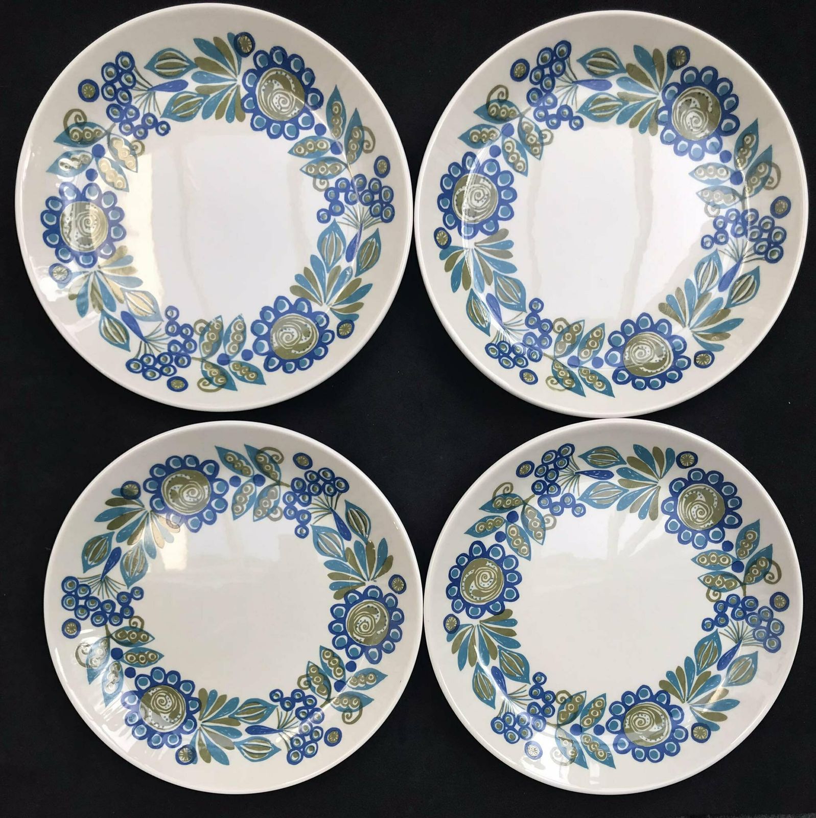 Figgjo Flint Dessert Plates Tor Viking Pattern Cheese, Pastries, Bread And Butter Plates, Cakes 4 Plates, 17cm / 6.6" Norvegian Design photo for sale