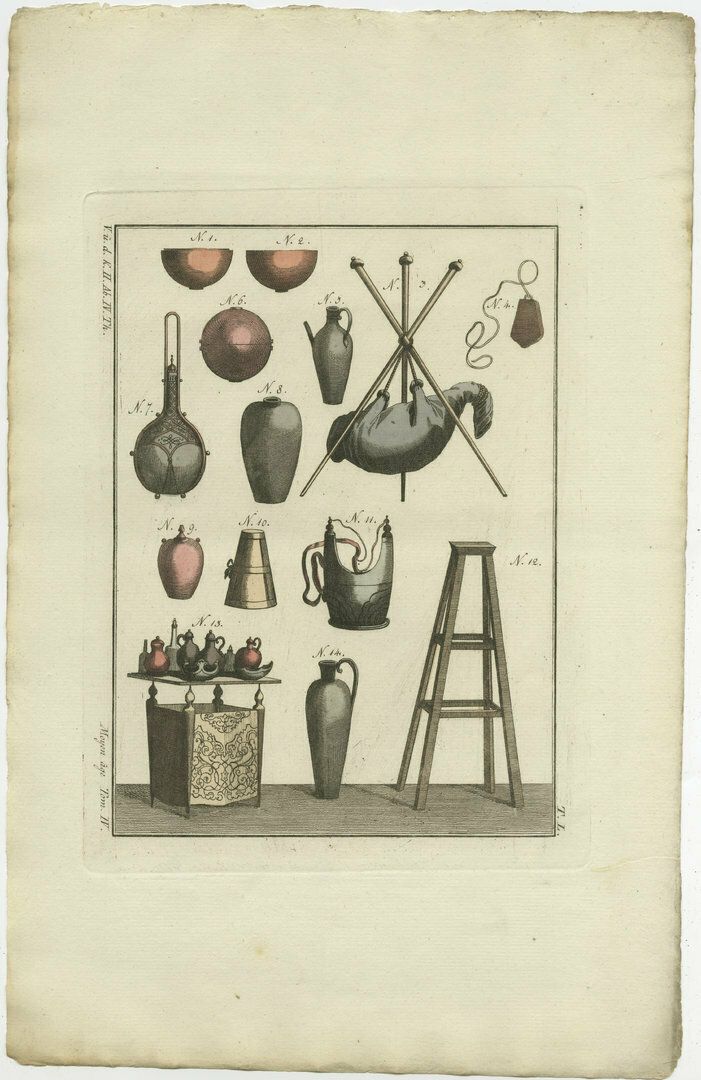 Antique Print Of Turkish Utensils In The Middle Ages