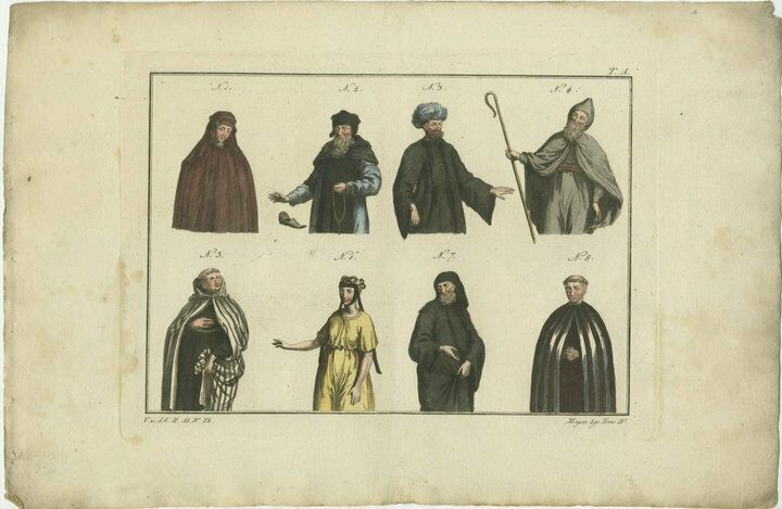 Set Of 8 Antique Prints Of Religious Figures And Turks In The Middle Ages photo furniture
