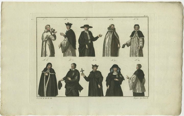 Set Of 8 Antique Prints Of Religious Figures And Turks In The Middle Ages photo vinterior