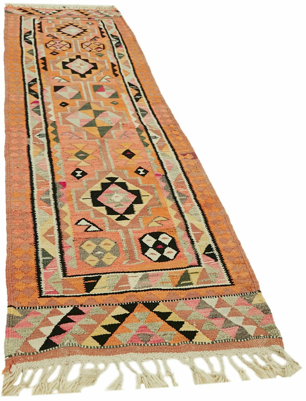 Handmade Multicolor Boho Runner Kilim Rug 304 Cm X 94 Cm photo furniture