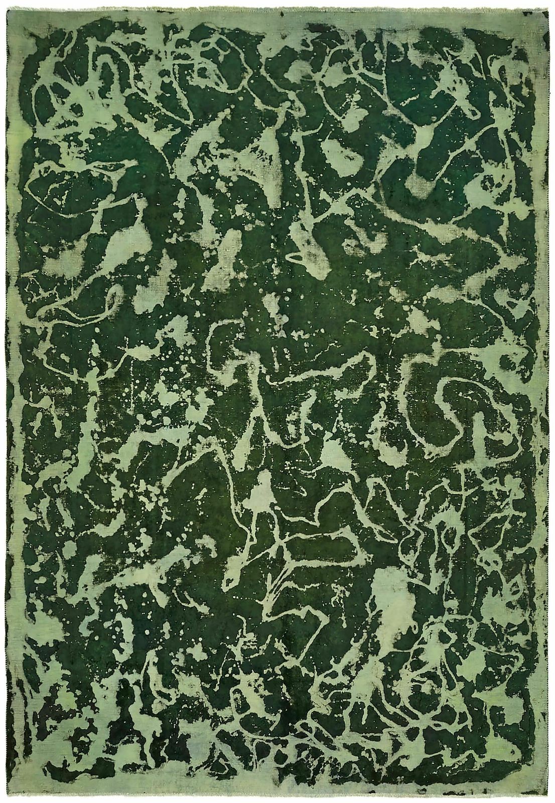 Handmade Green Overdyed Large Area Rug  374 Cm X 262 Cm