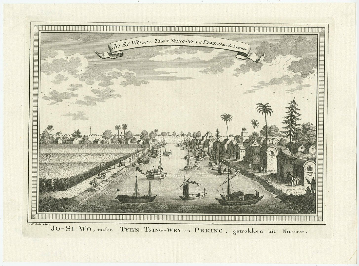 Antique Print Of Jo Si Wo Tyen Between Tsing Wey And Peking, China