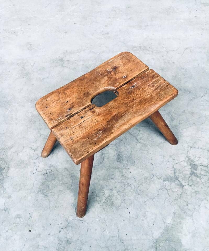 Furniture Craftsman Handmade Folk Art Milk Stool, Late 1800's photo