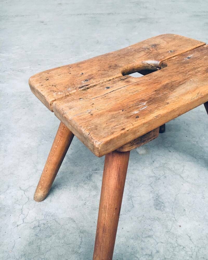 400.0 Craftsman Handmade Folk Art Milk Stool, Late 1800's photo