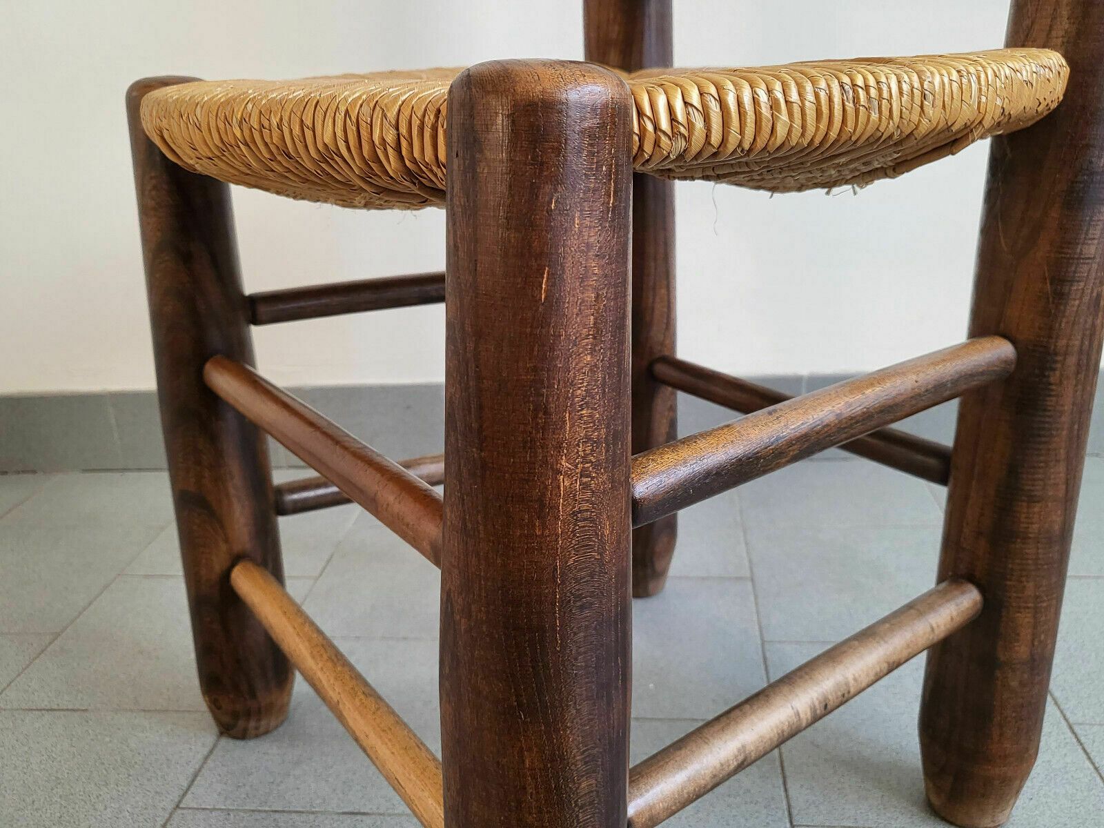 Vintage 1940 Chair By Charles Dudouyt In Oak & Straw 4s0 1940s 1940s photo vintage