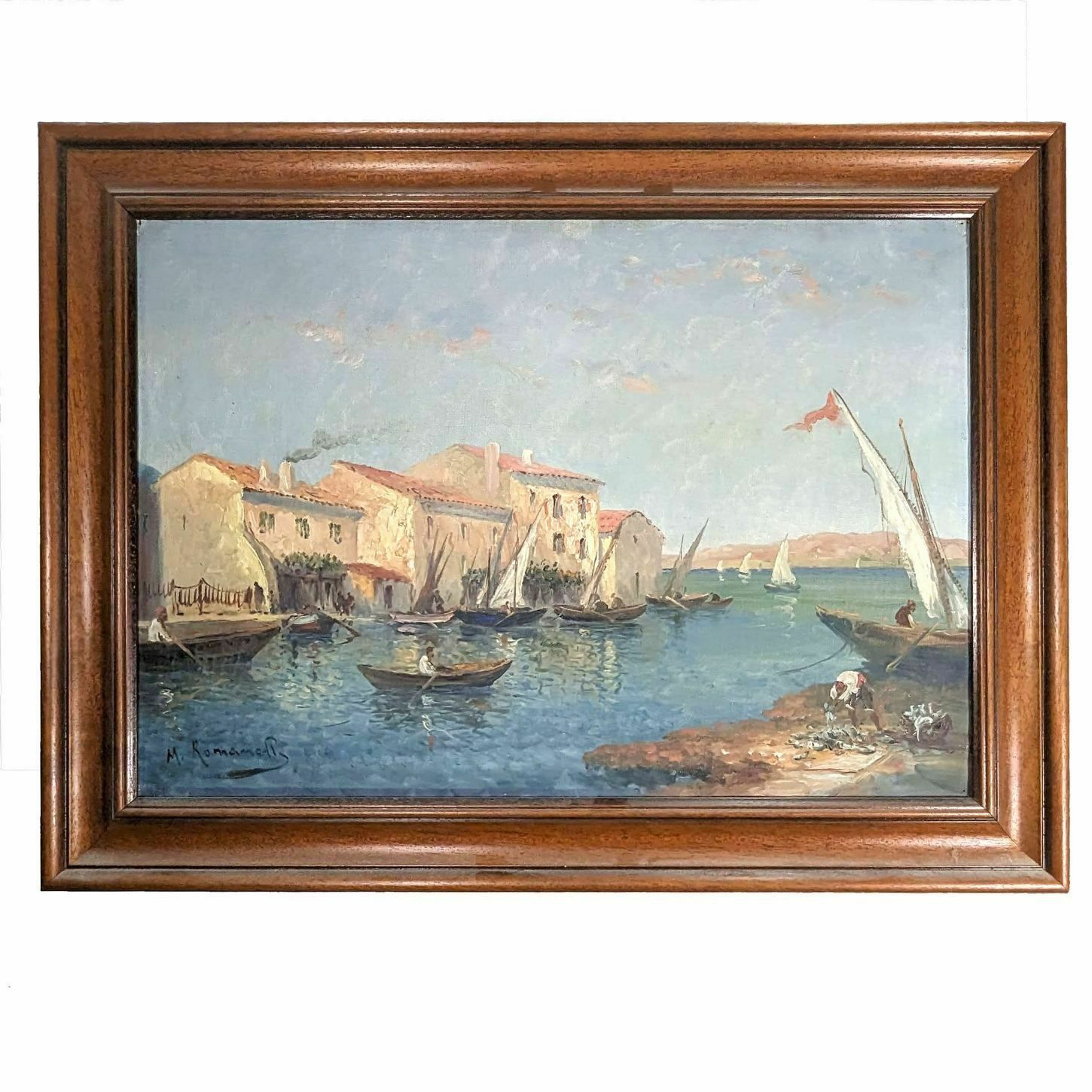 Marine 1900 View Of Martigues Illegible Signature