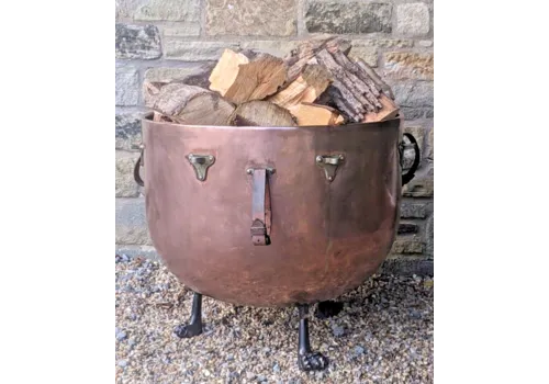 Antique Copper Log Bin, Early 20th Century photo vintage