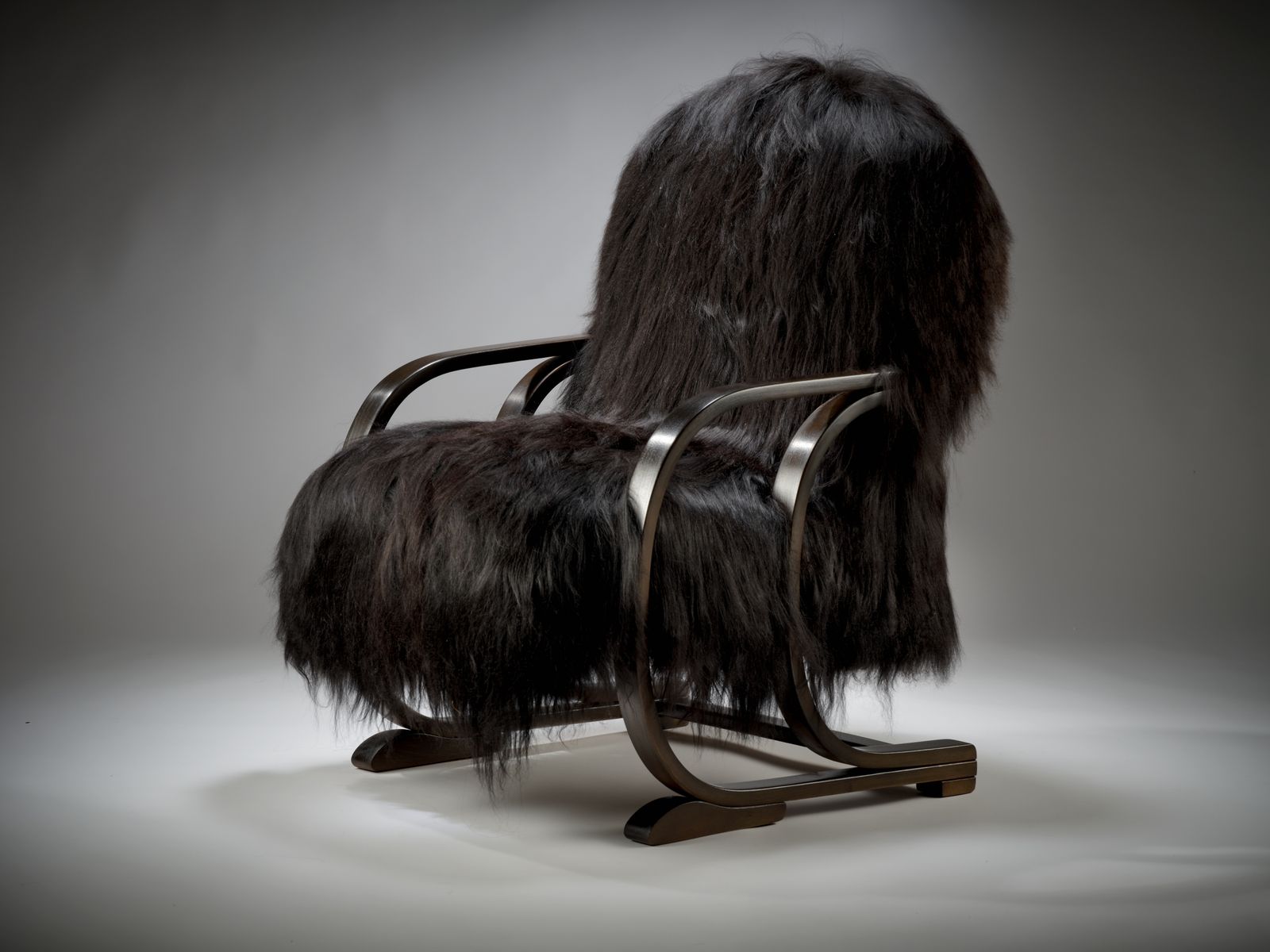 The Unique One Off Vintage Bentwood Hoop Arm Icelandic Sheepskin ‘Chewie’ Armchair. photo furniture