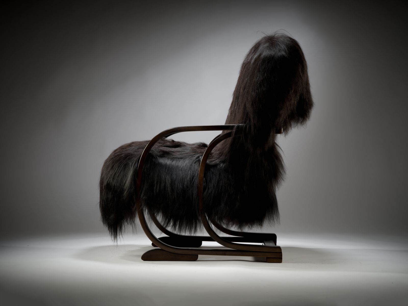 photo furniture The Unique One Off Vintage Bentwood Hoop Arm Icelandic Sheepskin ‘Chewie’ Armchair.