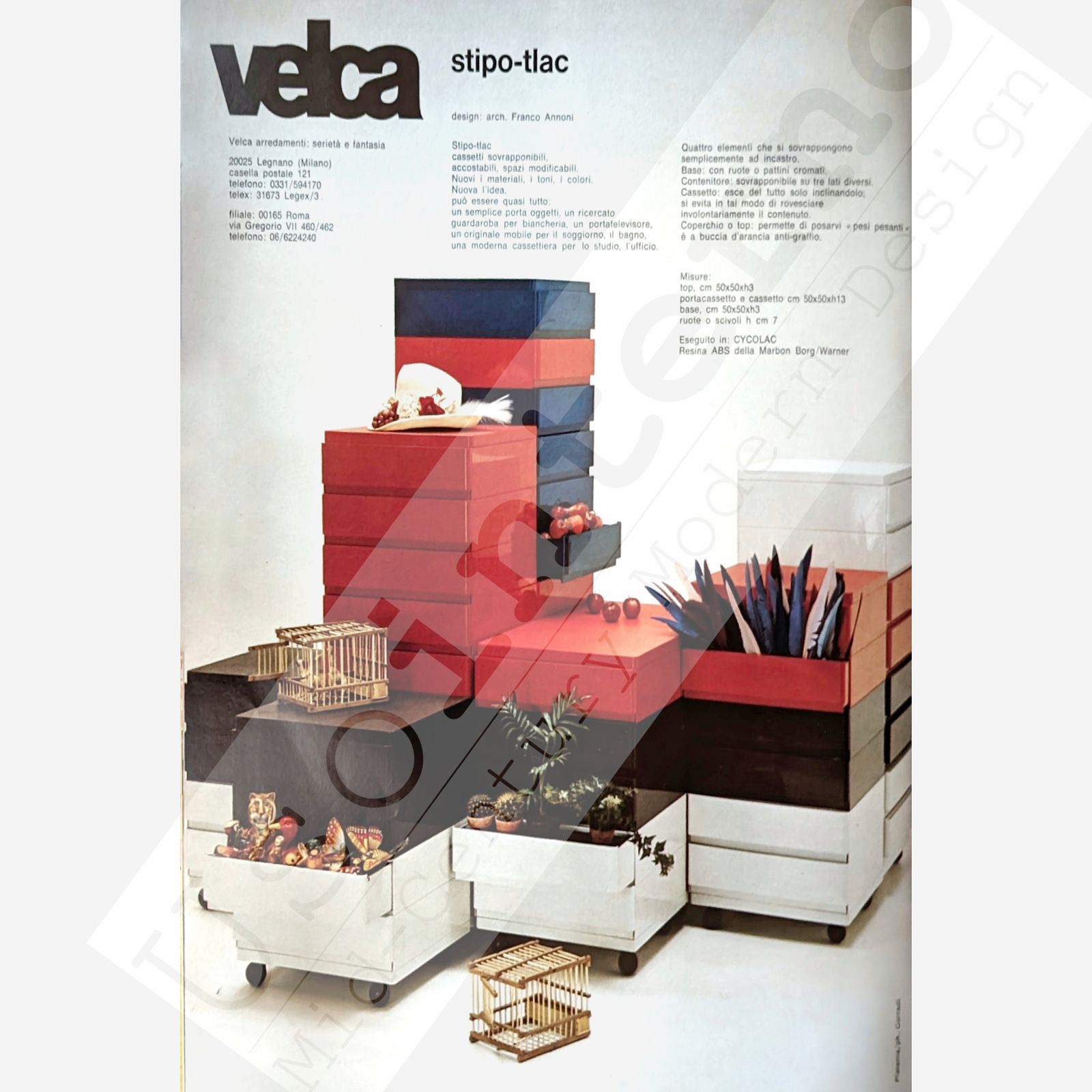 “Stipo Tlac” Chest Of Drawers In Abs By Franco Annoni For Velca, 1960s photo vintage