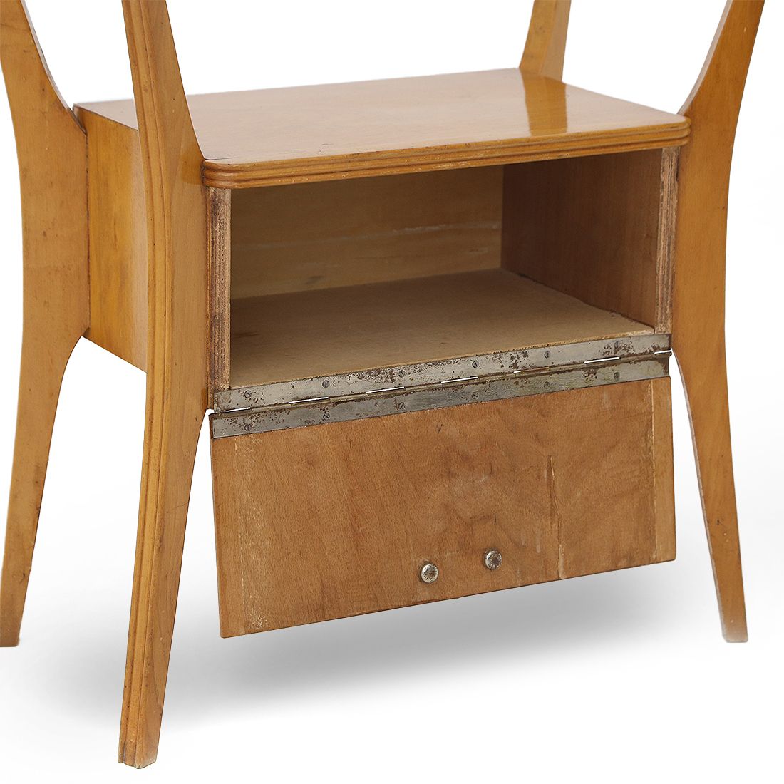 Pair Of Wooden Bedside Tables With Glass Top, 1950s photo 700.0
