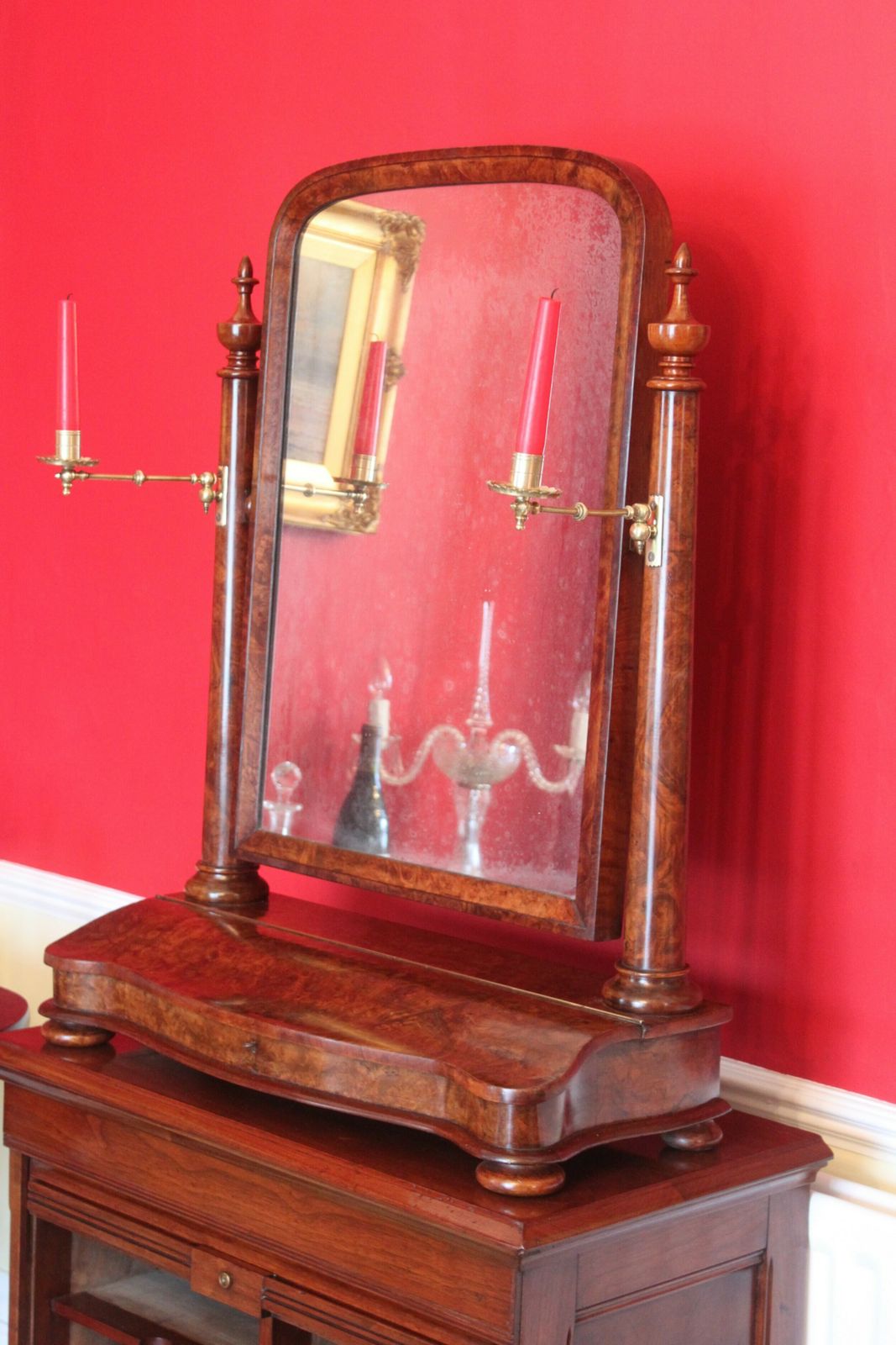photo for sale An Outstanding Quality Large Victorian Burr Walnut Toilet Mirror.