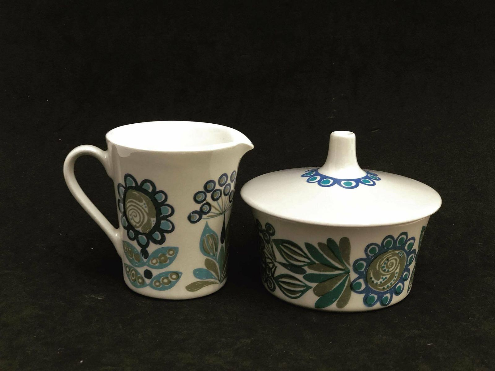 Figgjo Flint Suikerpot En Melkkannetje Door Turi Gramstad Oliver, Tor Viking Patroon, Theestel, Noors Design