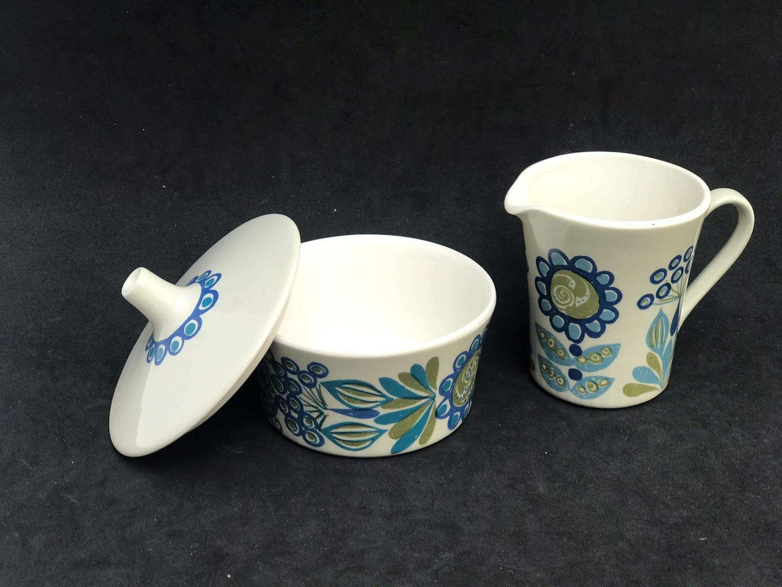 Figgjo Flint Sugar Bowl And Milk Jar By Turi Gramstad Oliver, Tor Viking Pattern Tea Creamer Milk Pot Kitchen Norvegian Design Table photo for sale