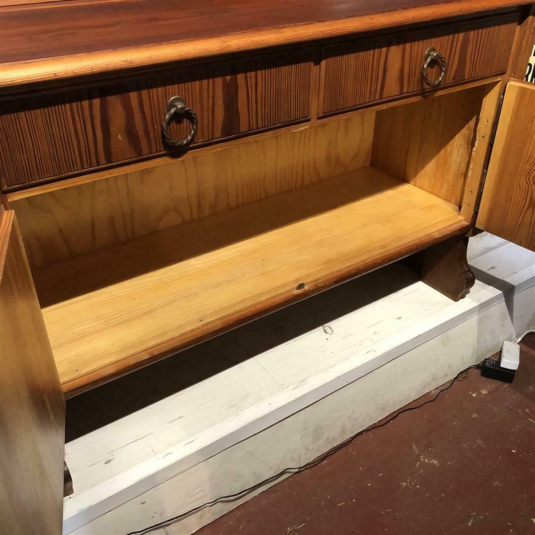 Furniture Unusual Mid Century Pitch Pine European Sideboard In Folk Style photo