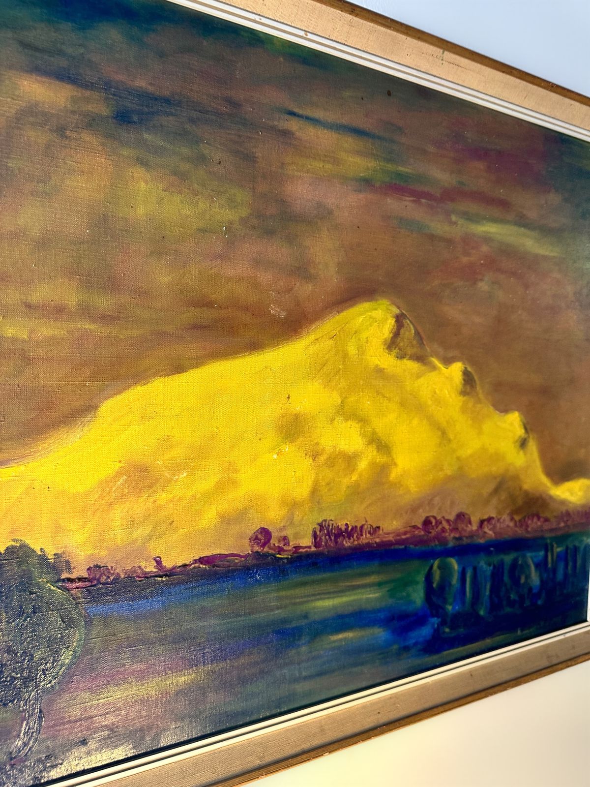 Mid Century Modern Landscape In Oil On Canvas, 1960 photo vintage
