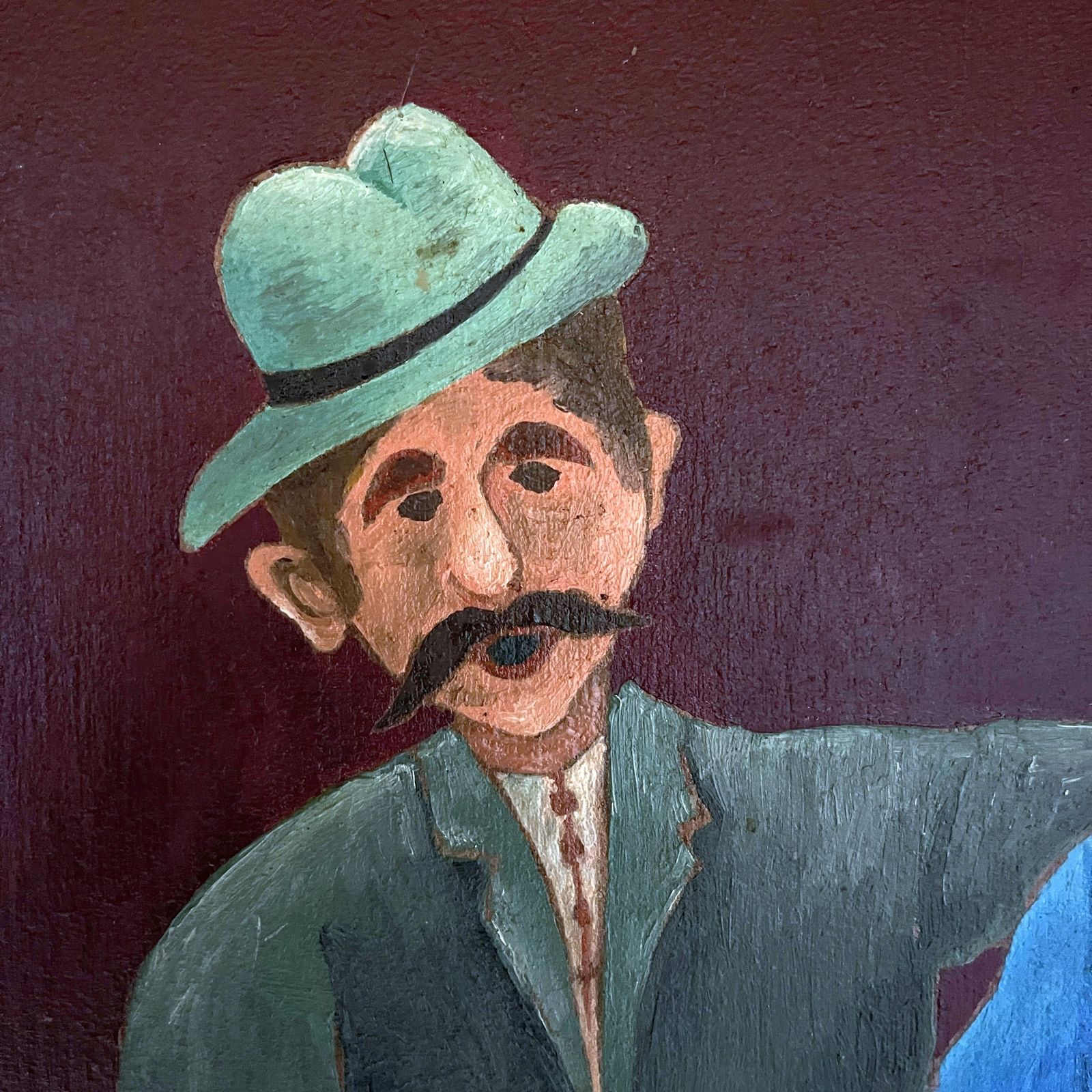 Diptych Paintings In The Style Of Naive Art, Oil, Hardboard, Oto Dobovišek, Yugoslavia 1970s Set Of 2 Folk Art photo vinterior