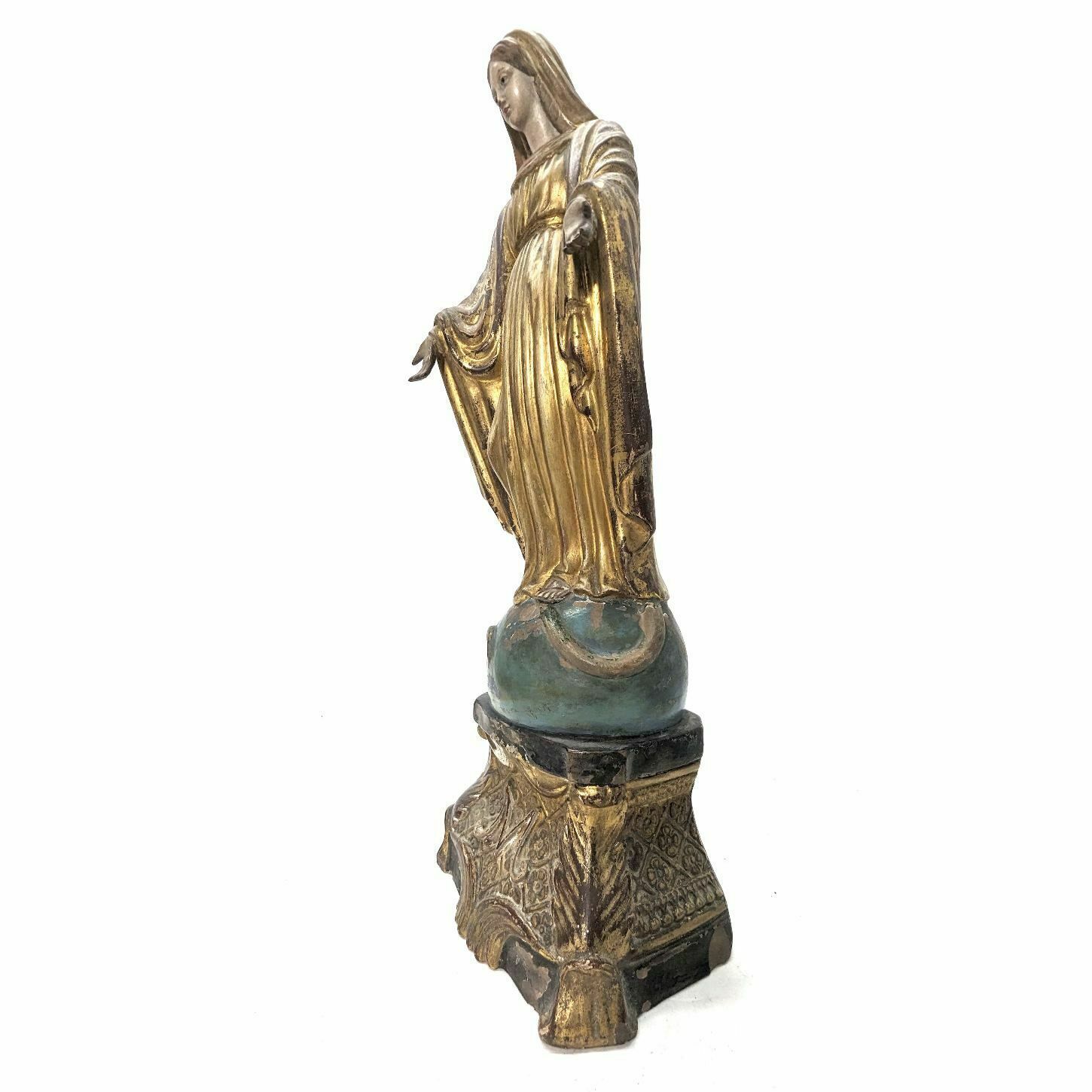 Sculpture Of The Virgin In 19th Century Terracotta Gilded With Gold photo furniture