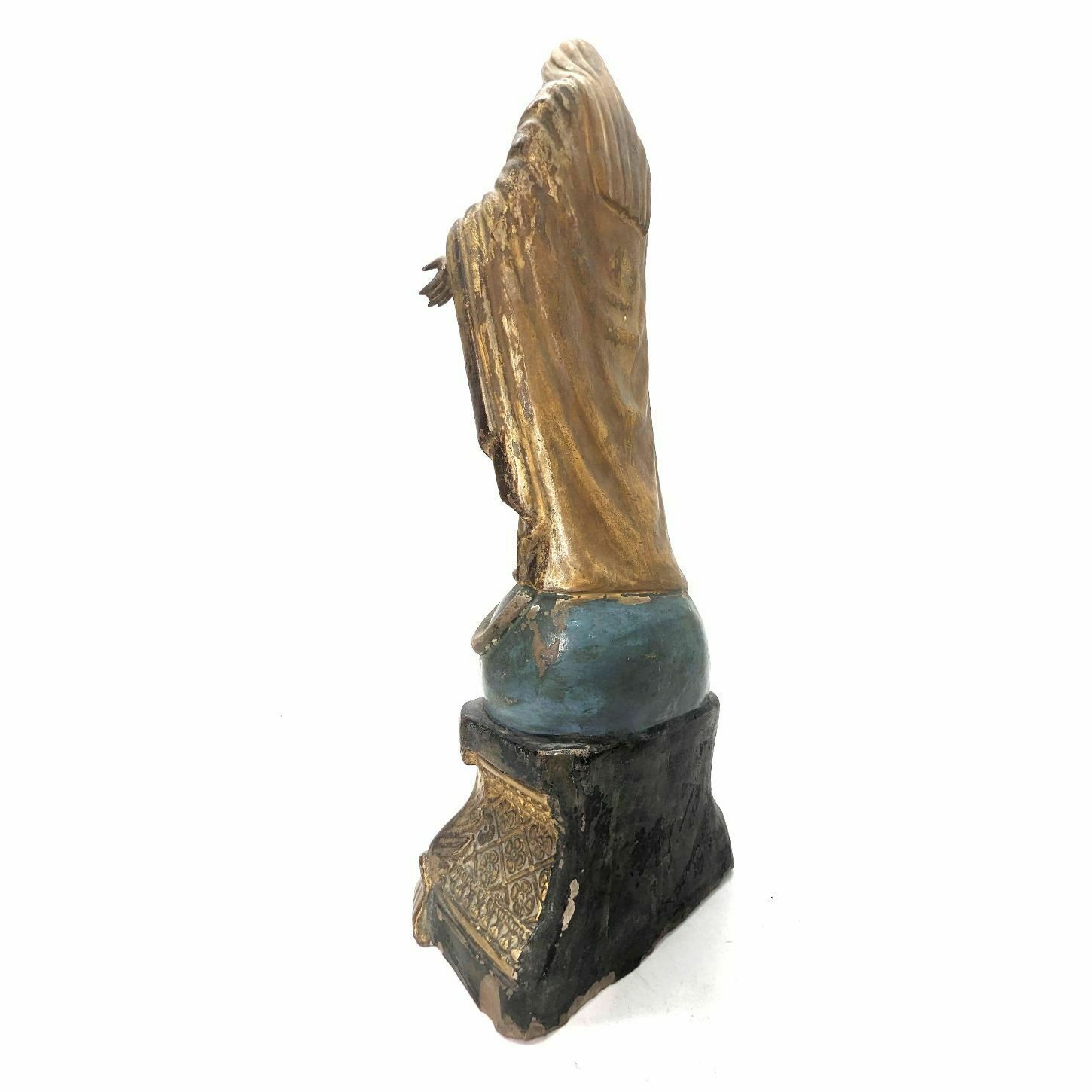 Sculpture Of The Virgin In 19th Century Terracotta Gilded With Gold photo for sale