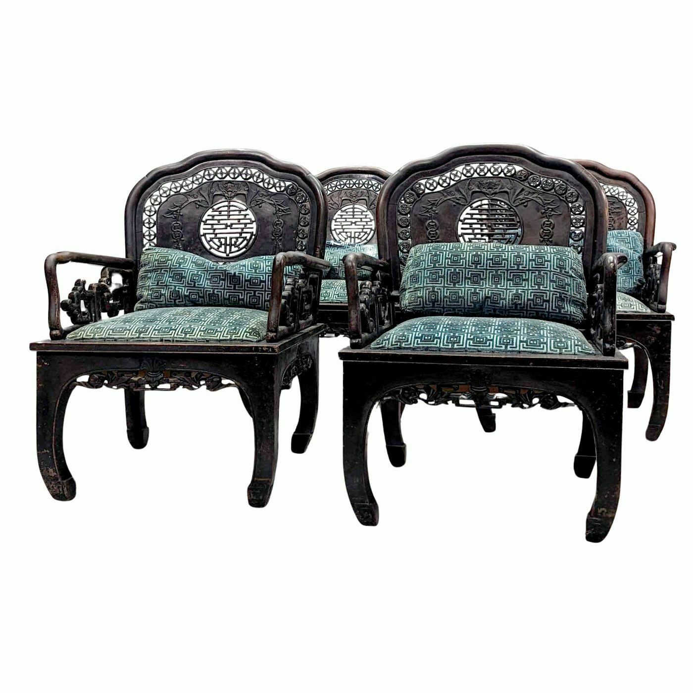 Indochinese Living Room 1900 In Exotic Wood Decorated With Bats