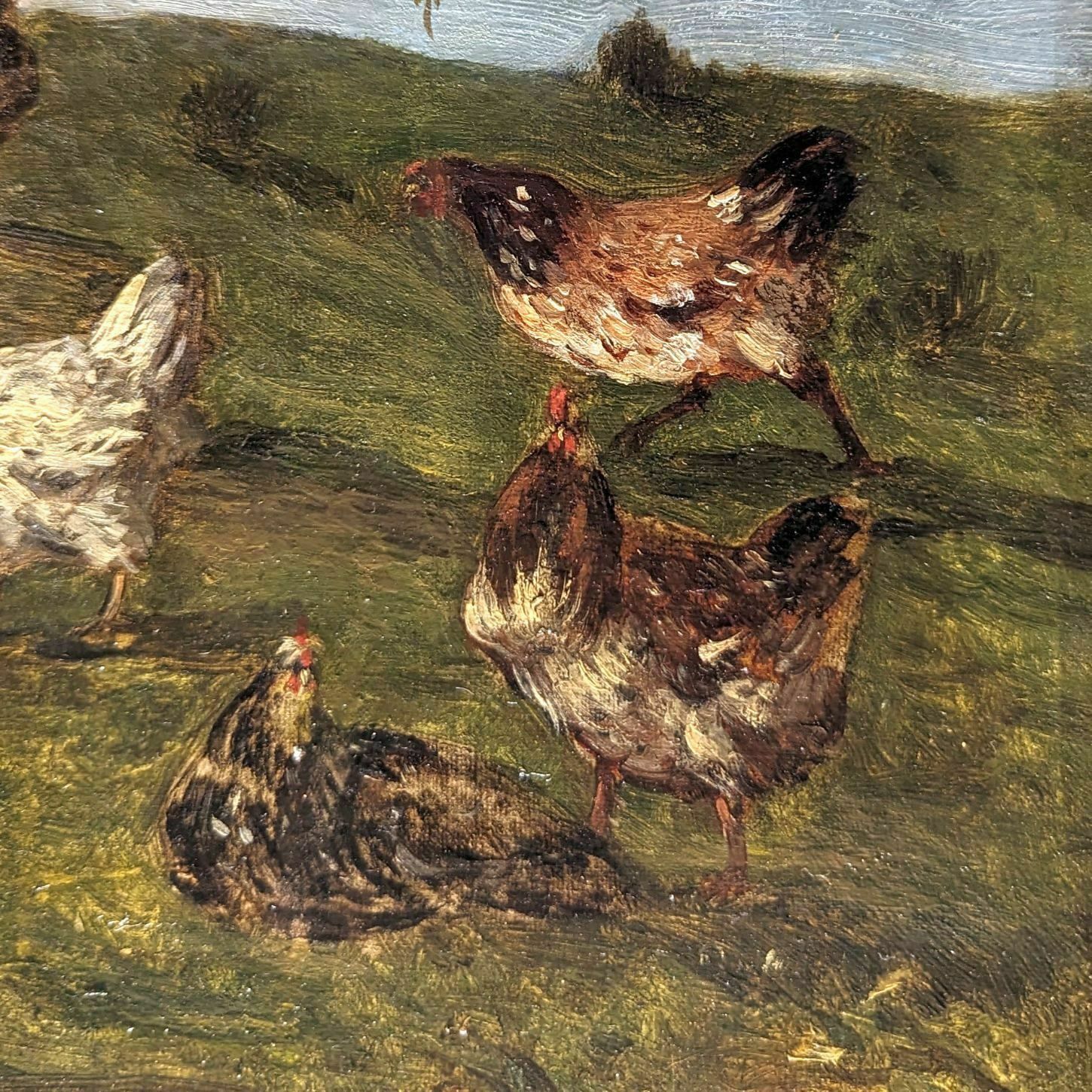 Oil On Canvas The Chicken Farm, 18th Century photo Art