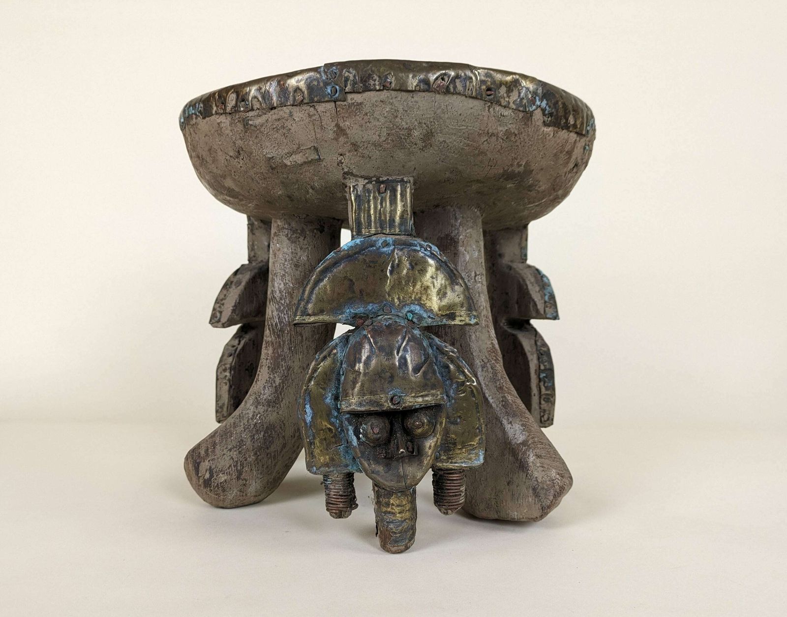 African Tribal Figural Stool From Kota Tribe Of Gabon, Primitive Mask Furniture From Africa photo 395.0