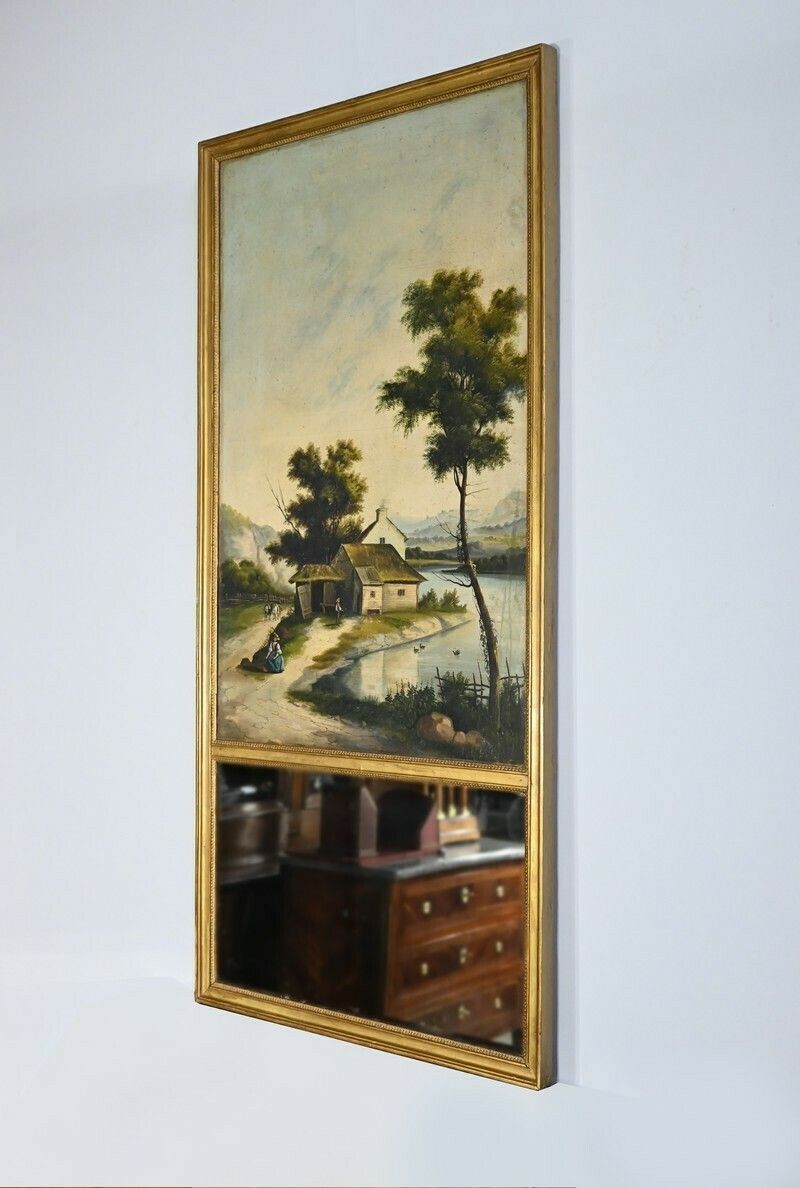 Trumeau Mirror In Golden Wood – Late 19th Century photo for sale