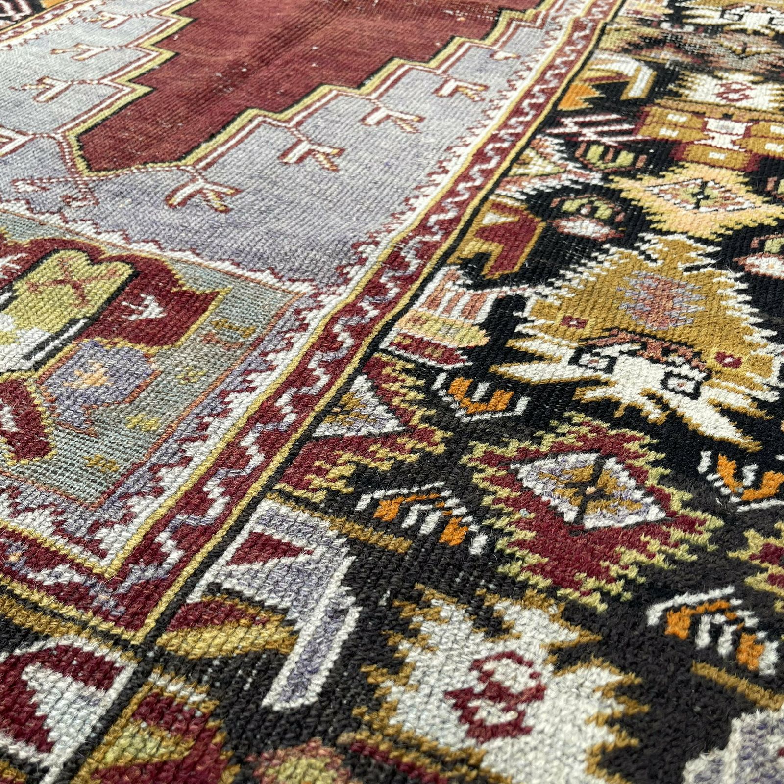 Antique Turkish Rug,Feiner Handgeknüpfter Orientteppich Türkisch Teppich, 185x 110 Cm photo vintage