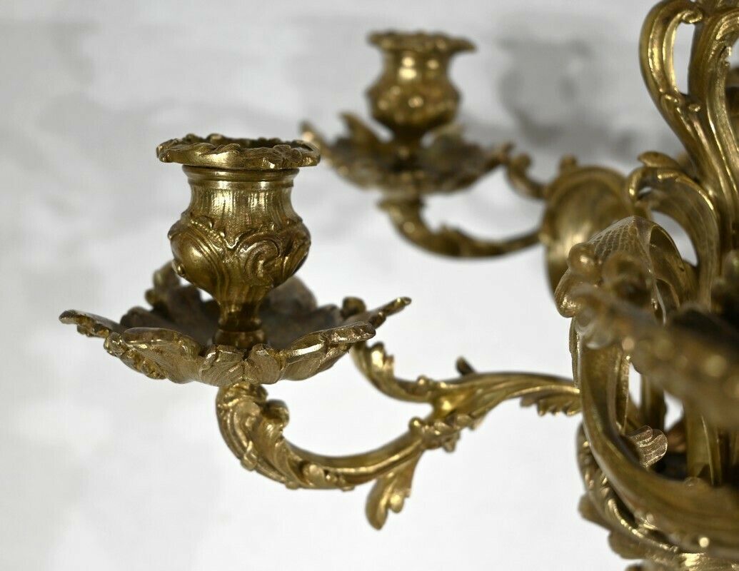 Important Gilt Bronze Candelabra, Louis XV Style – Late 19th Century photo vinterior